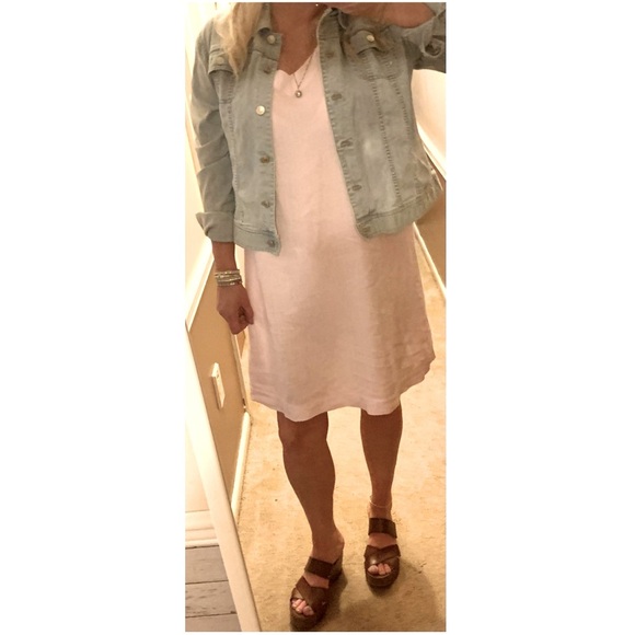 J.Jill Love Linen dress powder pink shift midi Large - Picture 1 of 8